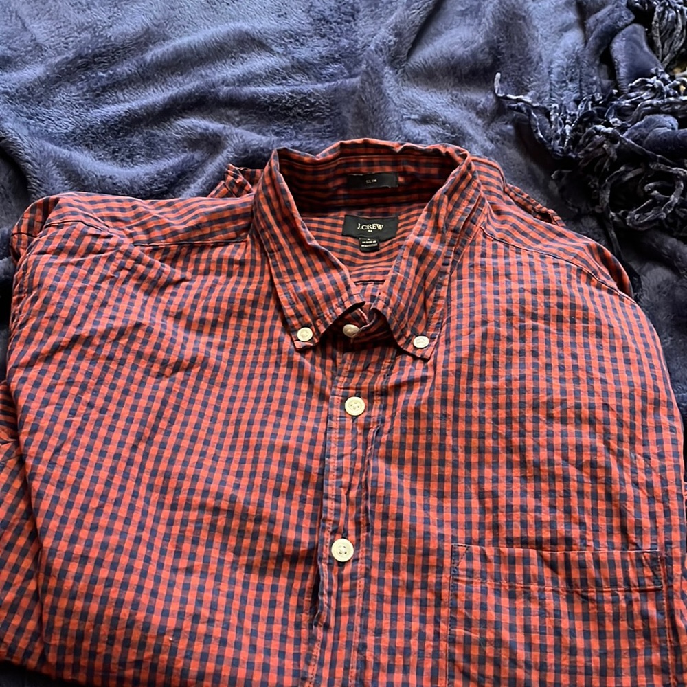 J. Crew Factory Red and Blue Checkered Casual Button Down Shirt
